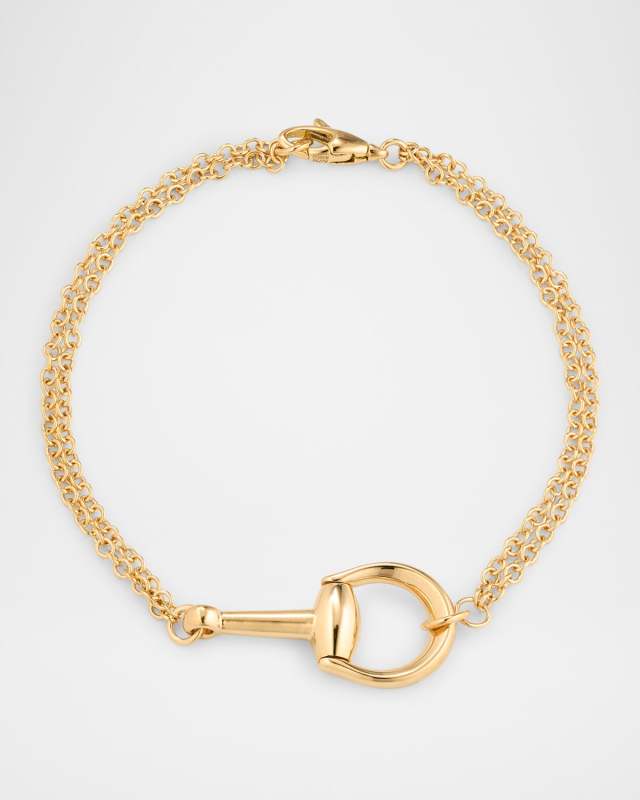 18K Yellow Gold Horsebit Chain Bracelet, Medium